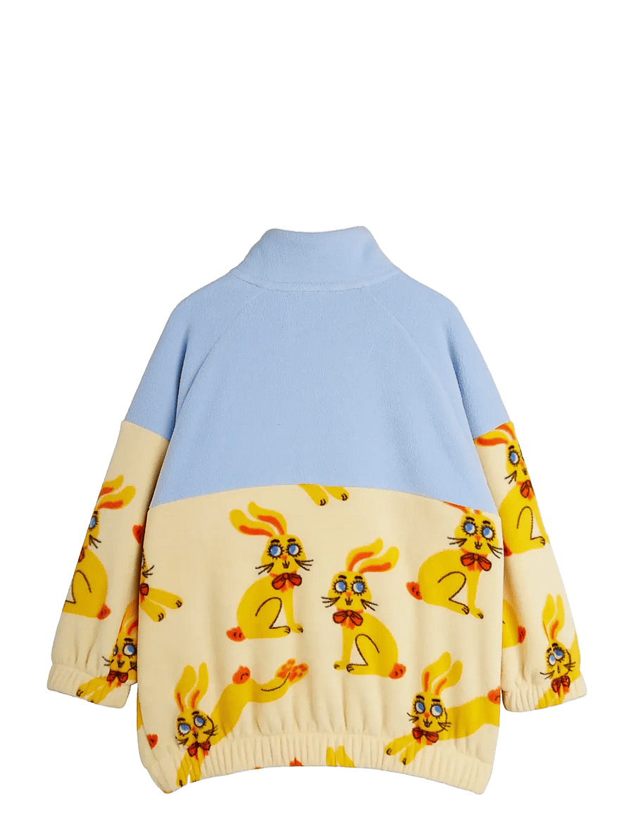 Mini Rodini - Rabbits aop fleece halfzip sweater - dressipluusid - yellow - 1