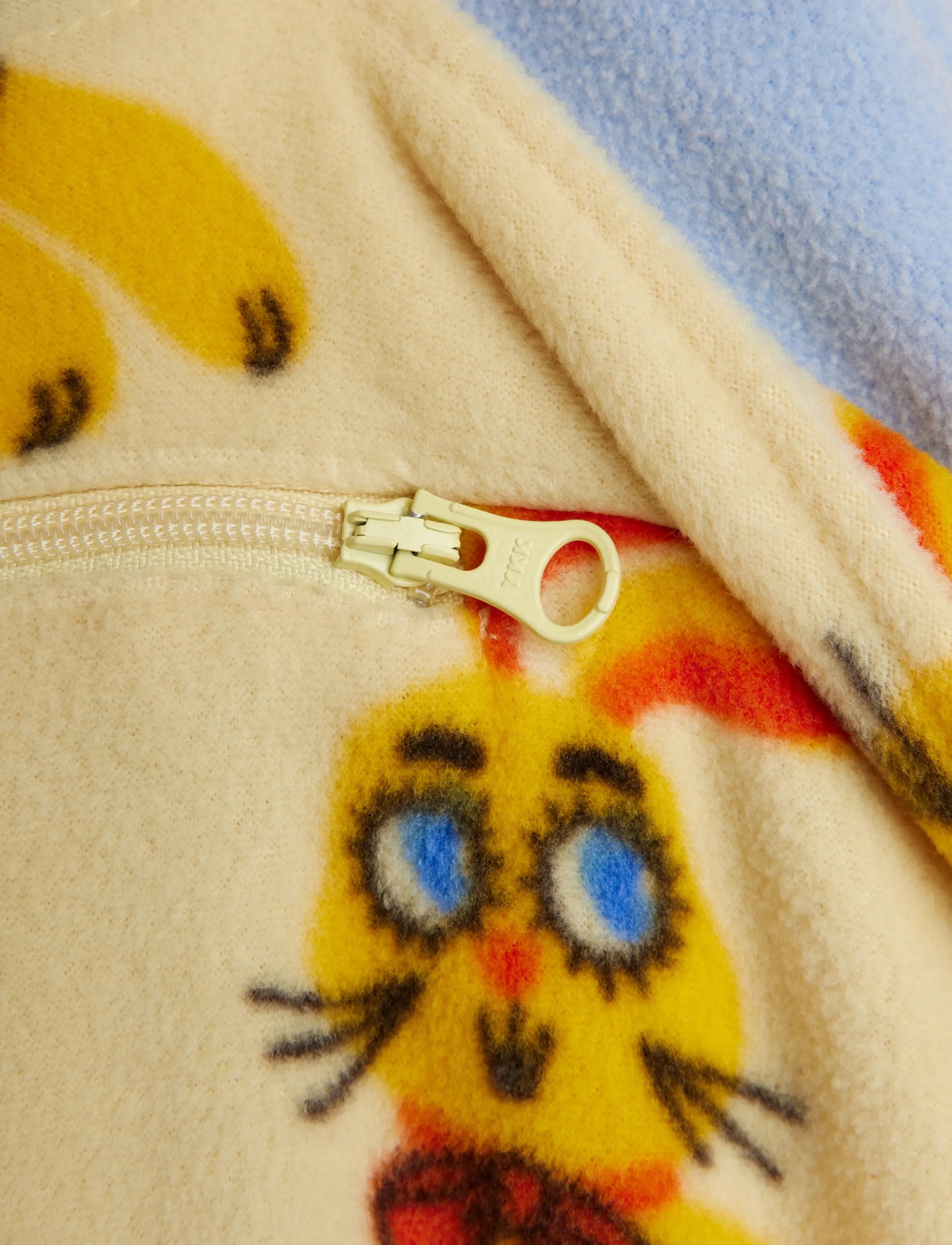 Mini Rodini - Rabbits aop fleece halfzip sweater - yellow - 2