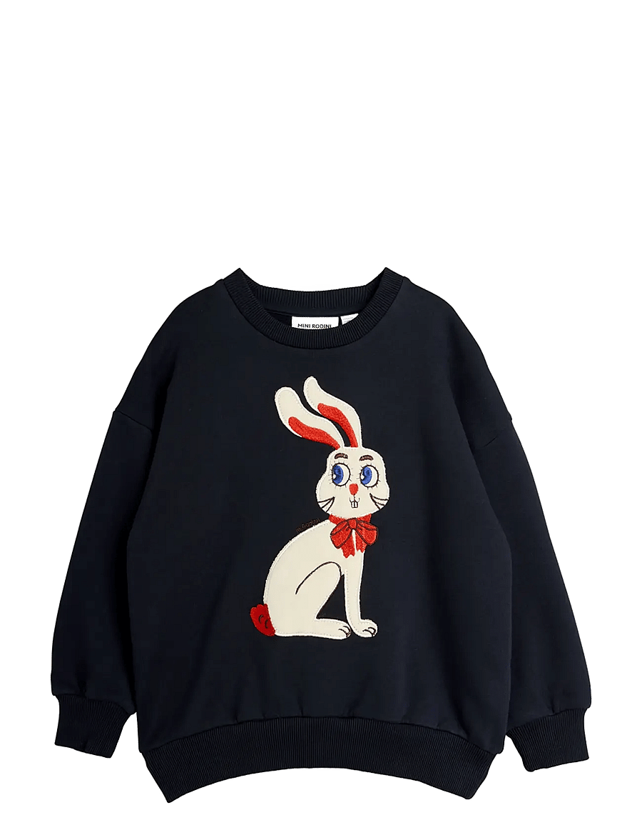 Mini Rodini - Rabbit application sweatshirt - dressipluusid - black - 0
