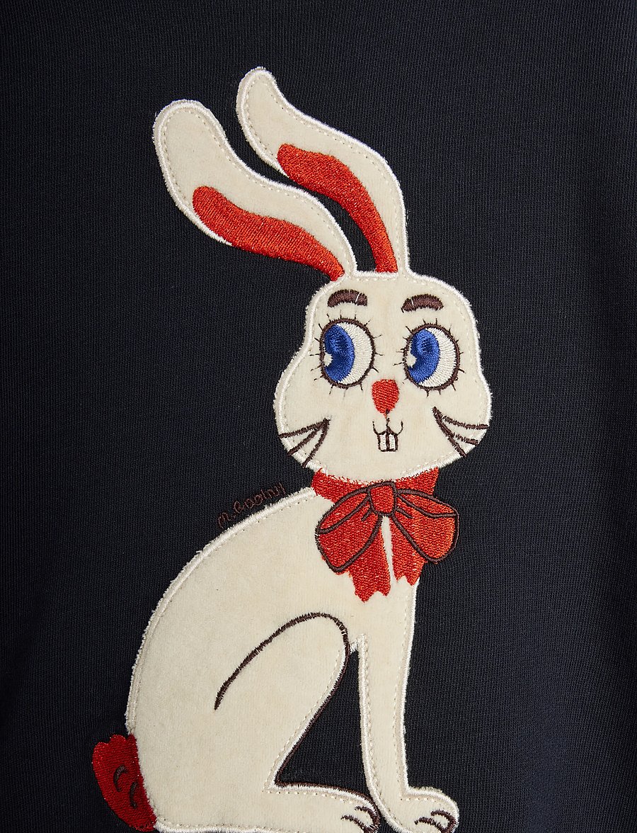 Mini Rodini - Rabbit application sweatshirt - dressipluusid - black - 2