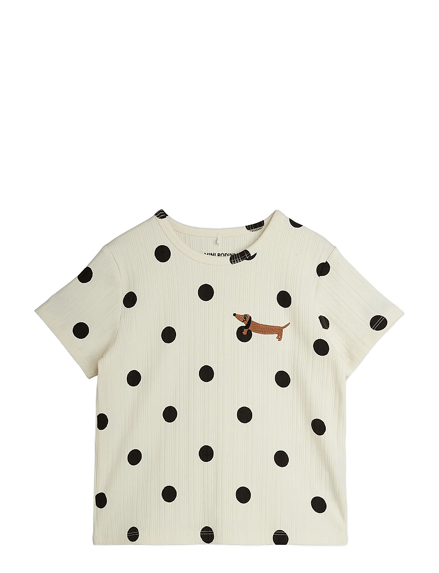 Mini Rodini - Dots aop dog ss tee - kurzärmelige - off-white - 0