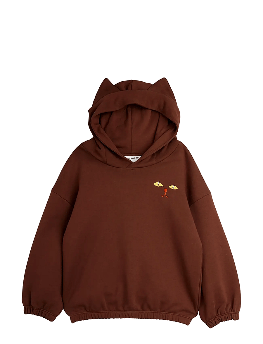 Mini Rodini - Cat ears hoodie - kapuutsiga pusad - brown - 0