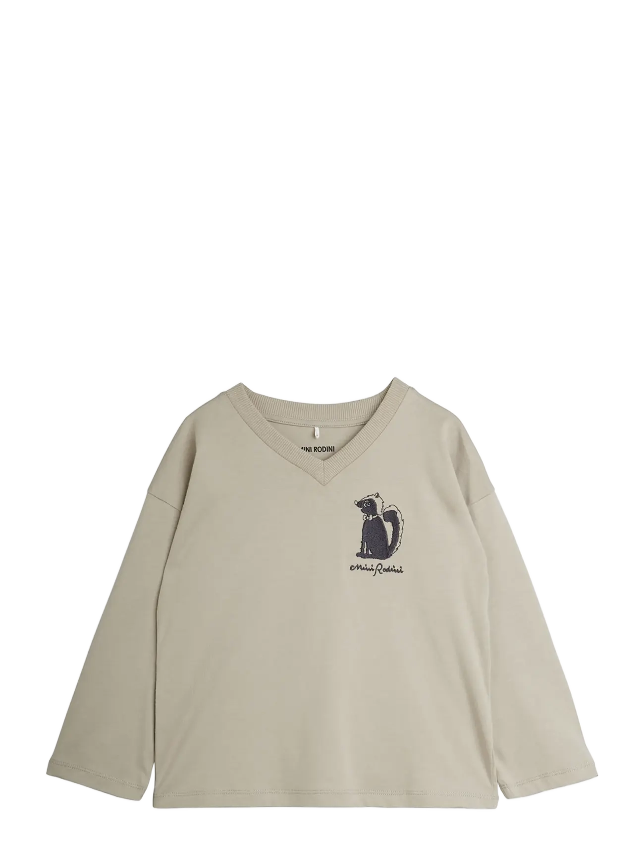 Mini Rodini Skunk Emb Ls Tee, 104/110, Grey, T-Shirts > Langærmede T-shirts, Børn
