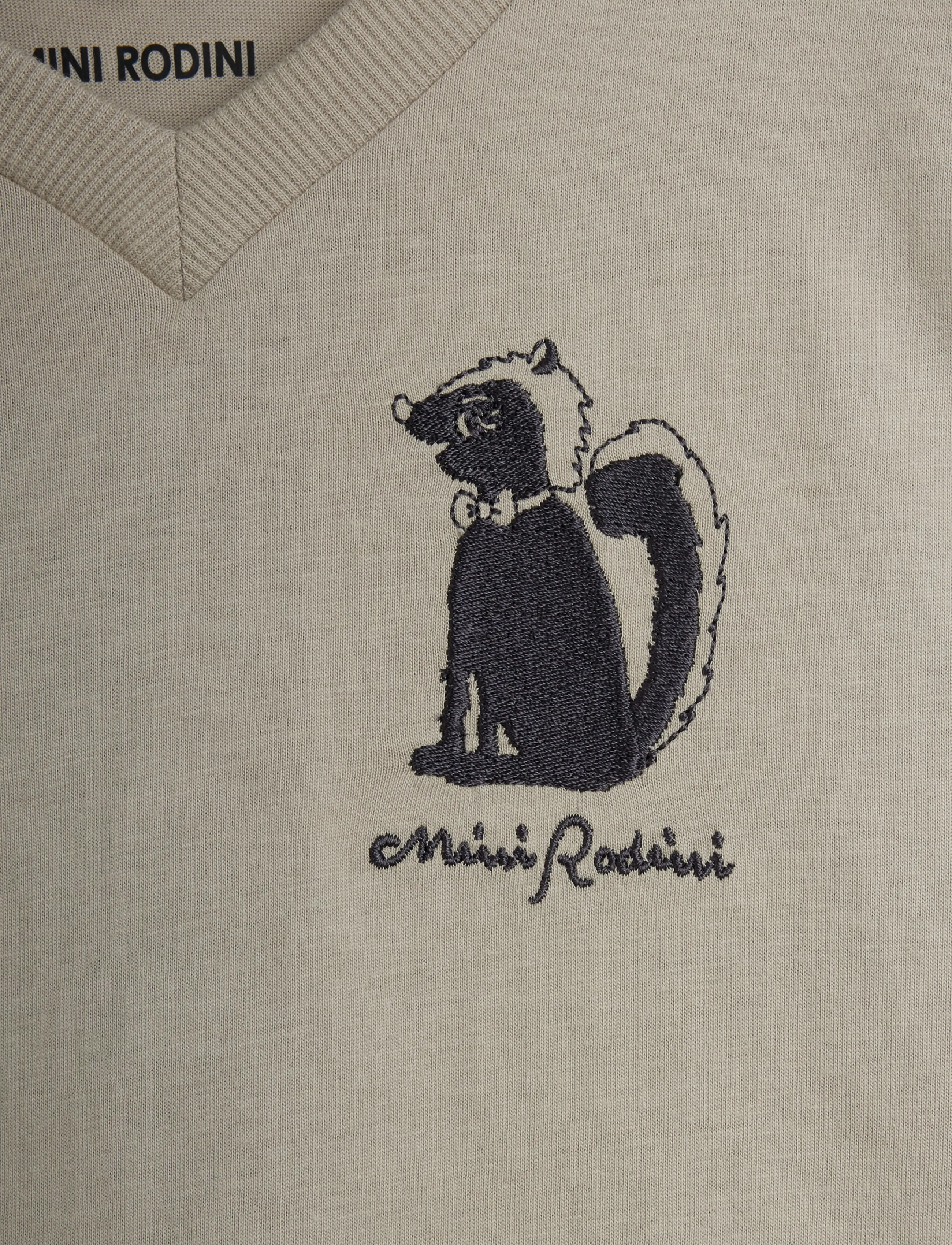 Mini Rodini - Skunk emb ls tee - långärmade t-shirts - grey - 2