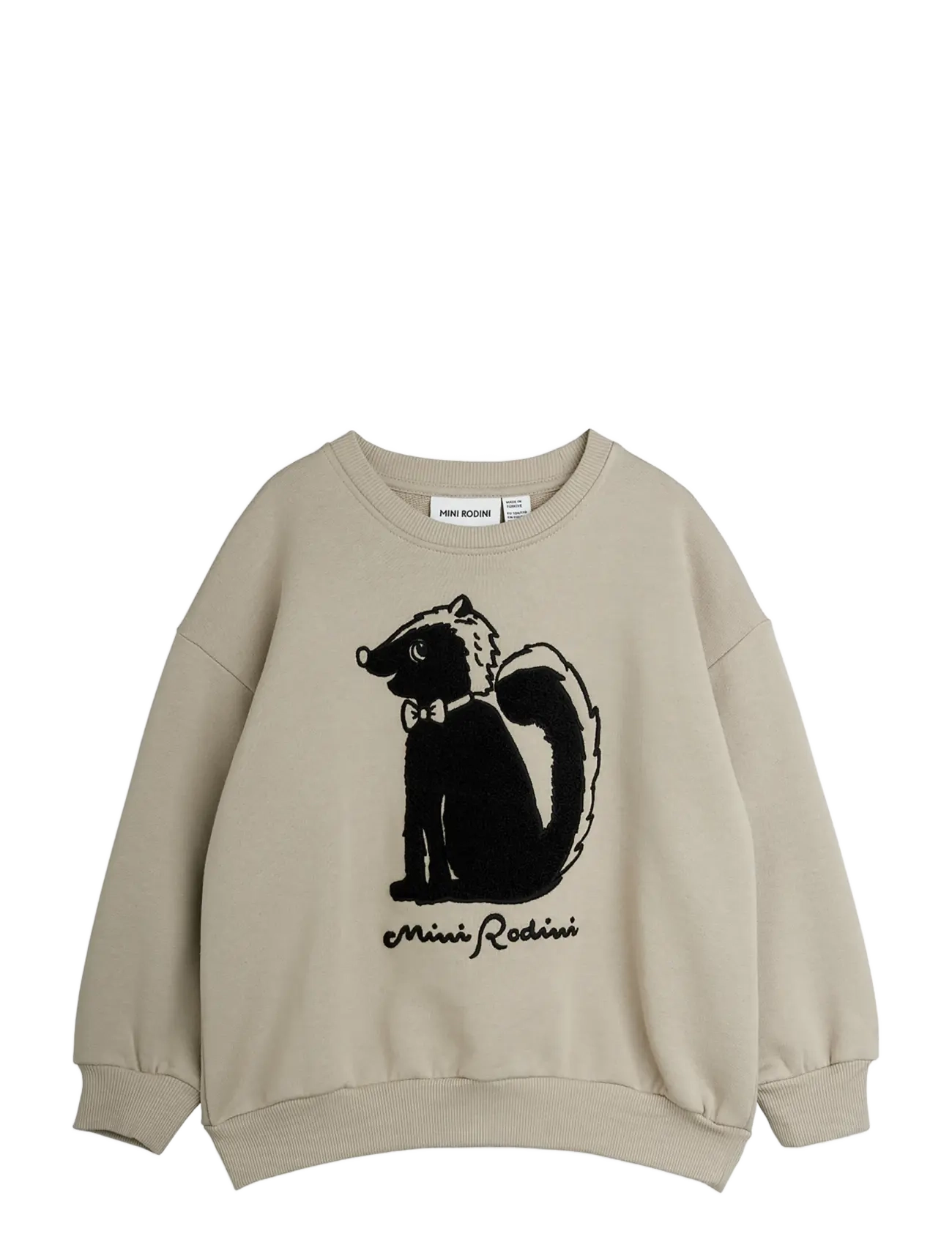 Mini Rodini Skunk Chenille Sweatshirt, 80/86, Sweatshirts & Hoodies, Grau - Sweatshirts, Kinder