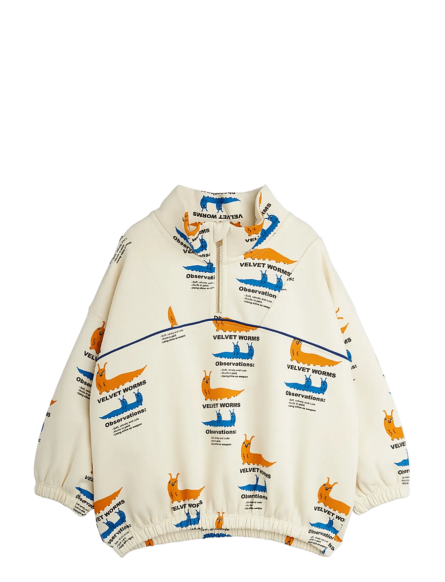 Mini Rodini - Velvet worms aop half zip sweatshirt - sweatshirts - multi - 0