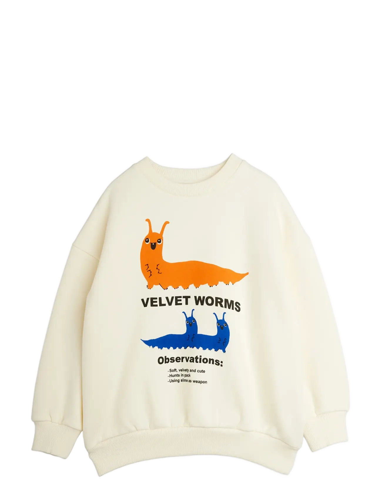 Mini Rodini Velvet Worms Observations Sp Sweatshirt, 116/122, Sweatshirts & Hoodies, Creme - Sweatshirts, Kinder