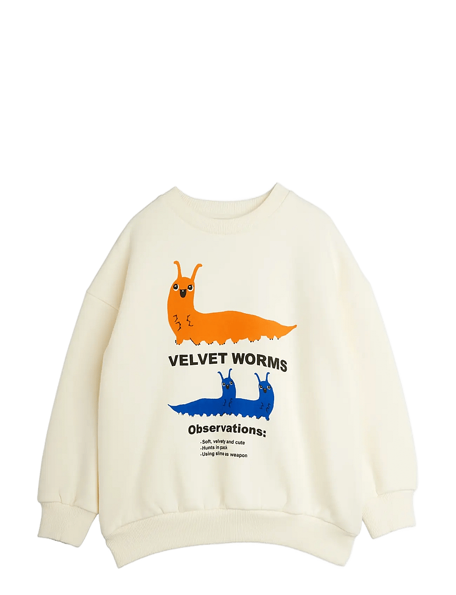Mini Rodini - Velvet worms observations sp sweatshirt - sweatshirts - off-white - 0