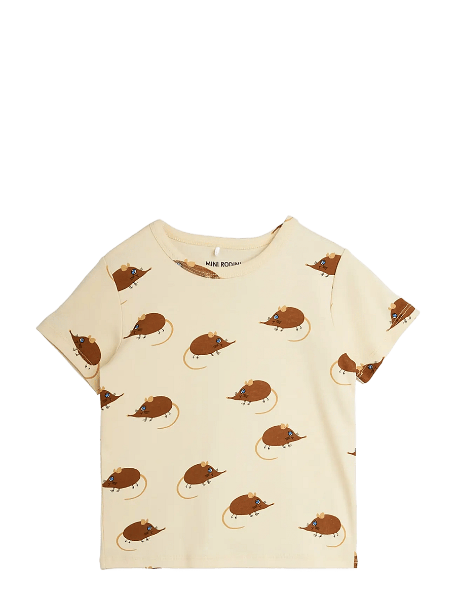Mini Rodini - Elephant shrew aop ss tee - kurzärmelige - beige - 0