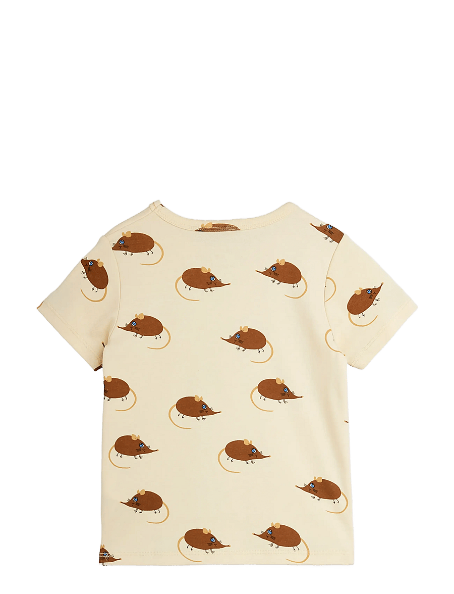Mini Rodini - Elephant shrew aop ss tee - kurzärmelige - beige - 1