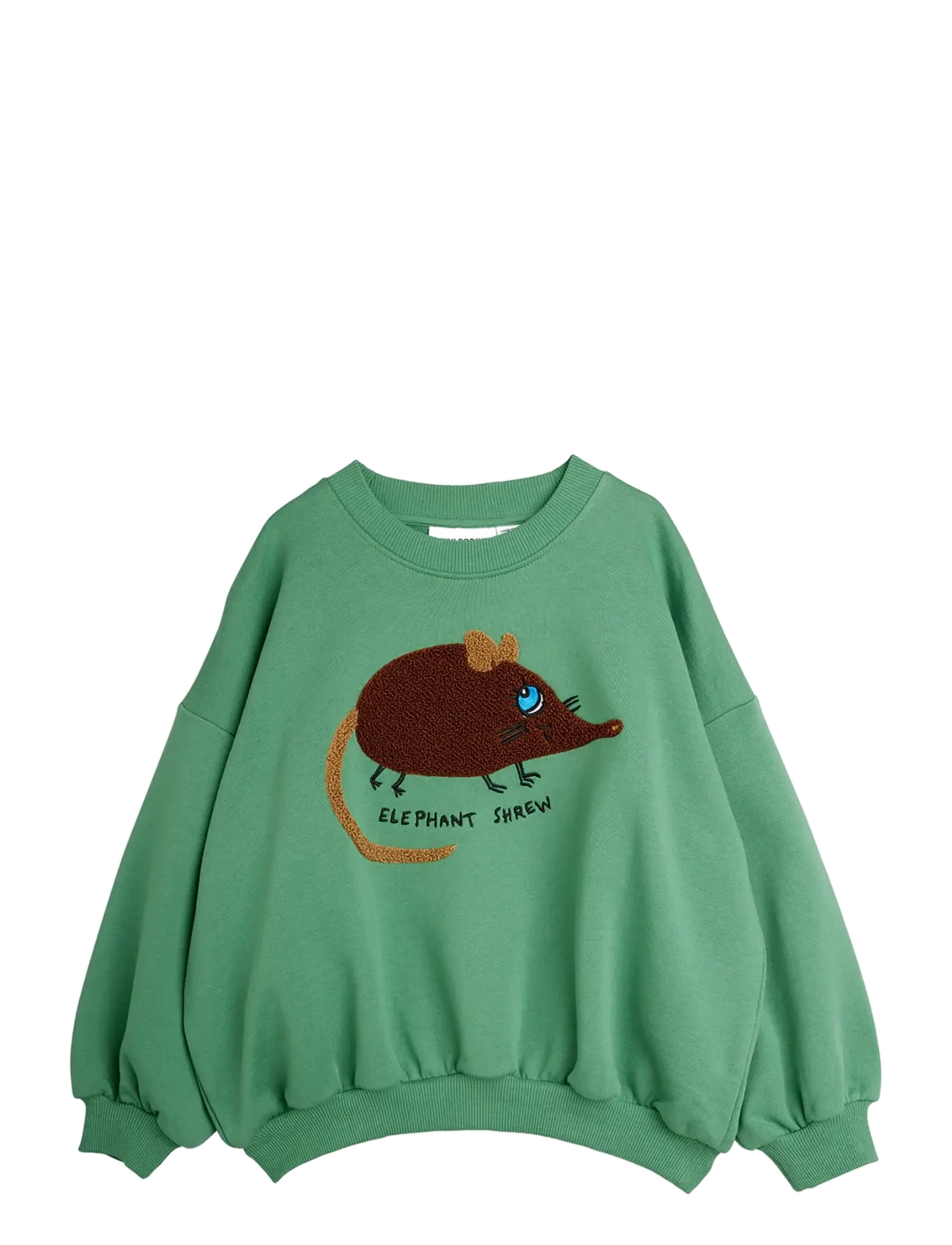 Mini Rodini Elephant Shrew Chenille Sweatshirt, Børn, Grafisk Sweatshirt, Grøn, Str: 104/110