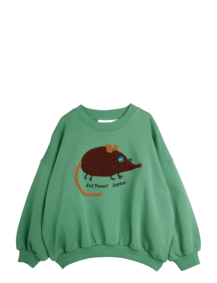 Mini Rodini - Elephant shrew chenille sweatshirt - dressipluusid - green - 0