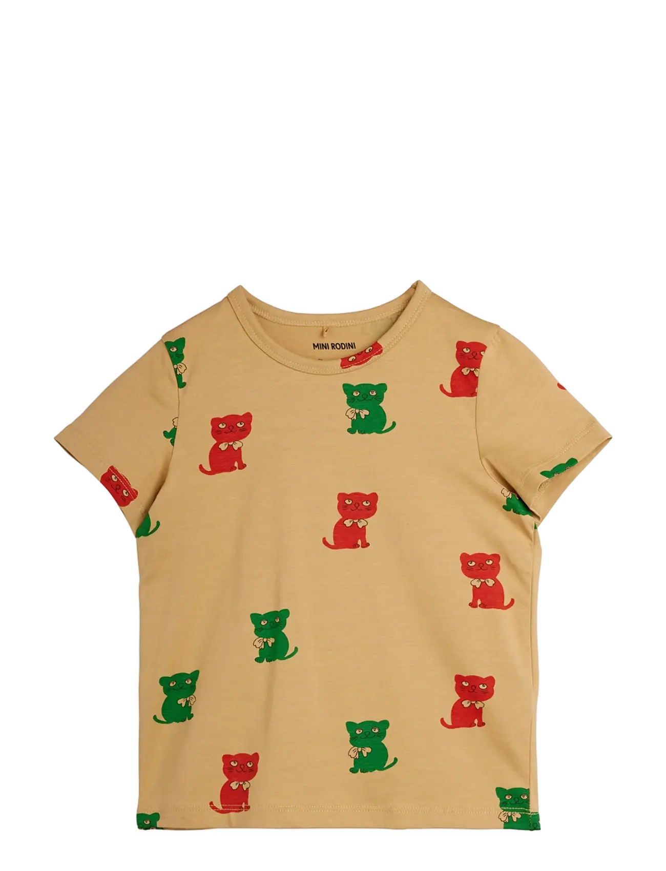 Mini Rodini Kittens aop ss tee - Beebiriided - BEIGE / beige