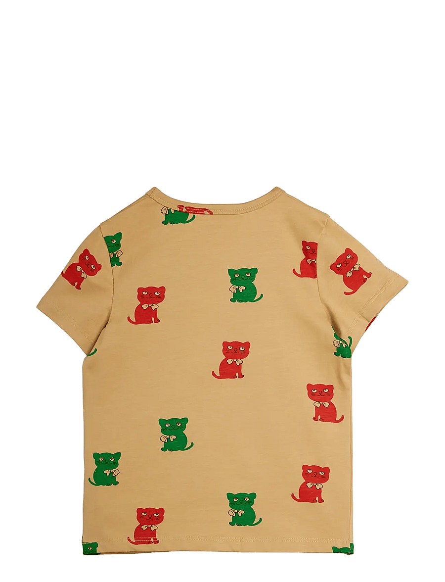 Mini Rodini - Kittens aop ss tee - kurzärmelige - beige - 1