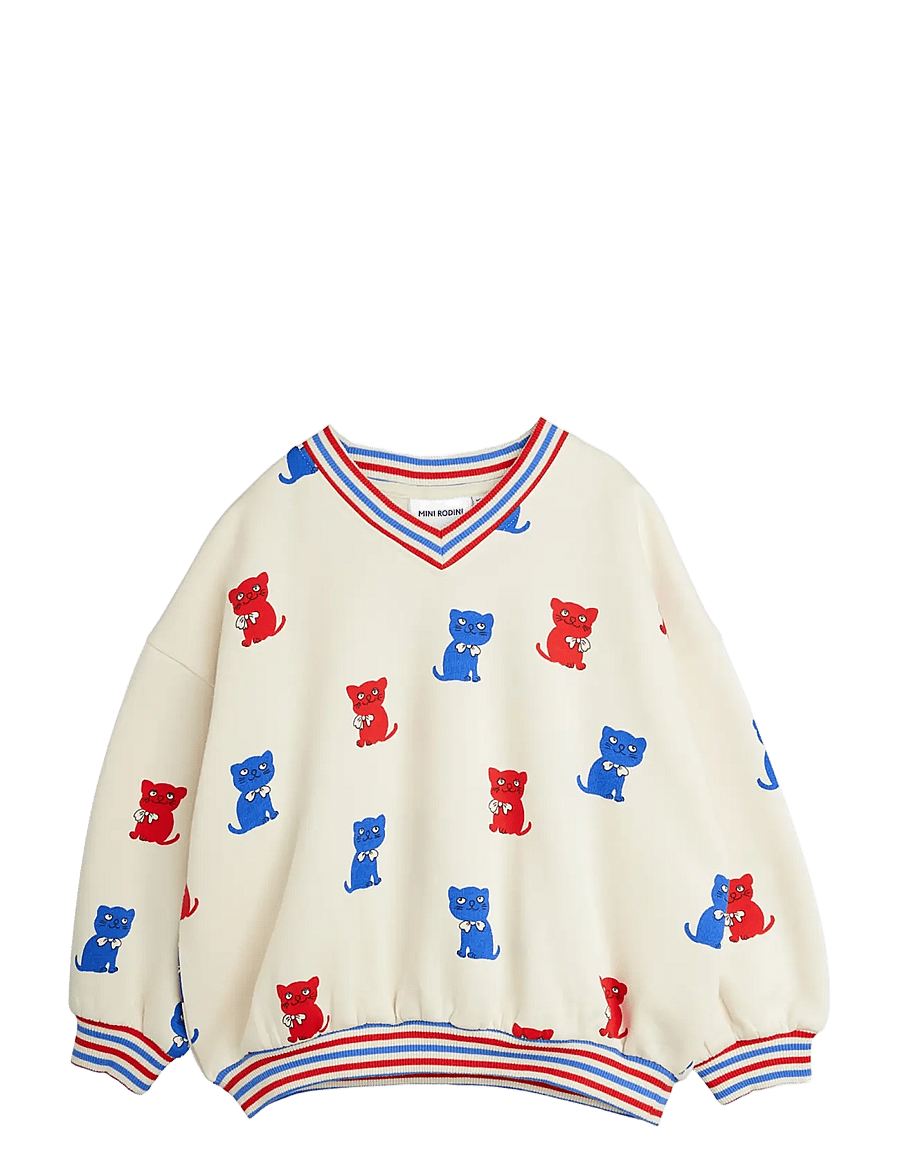 Mini Rodini - Kittens aop sweatshirt - sweatshirts - off-white - 0