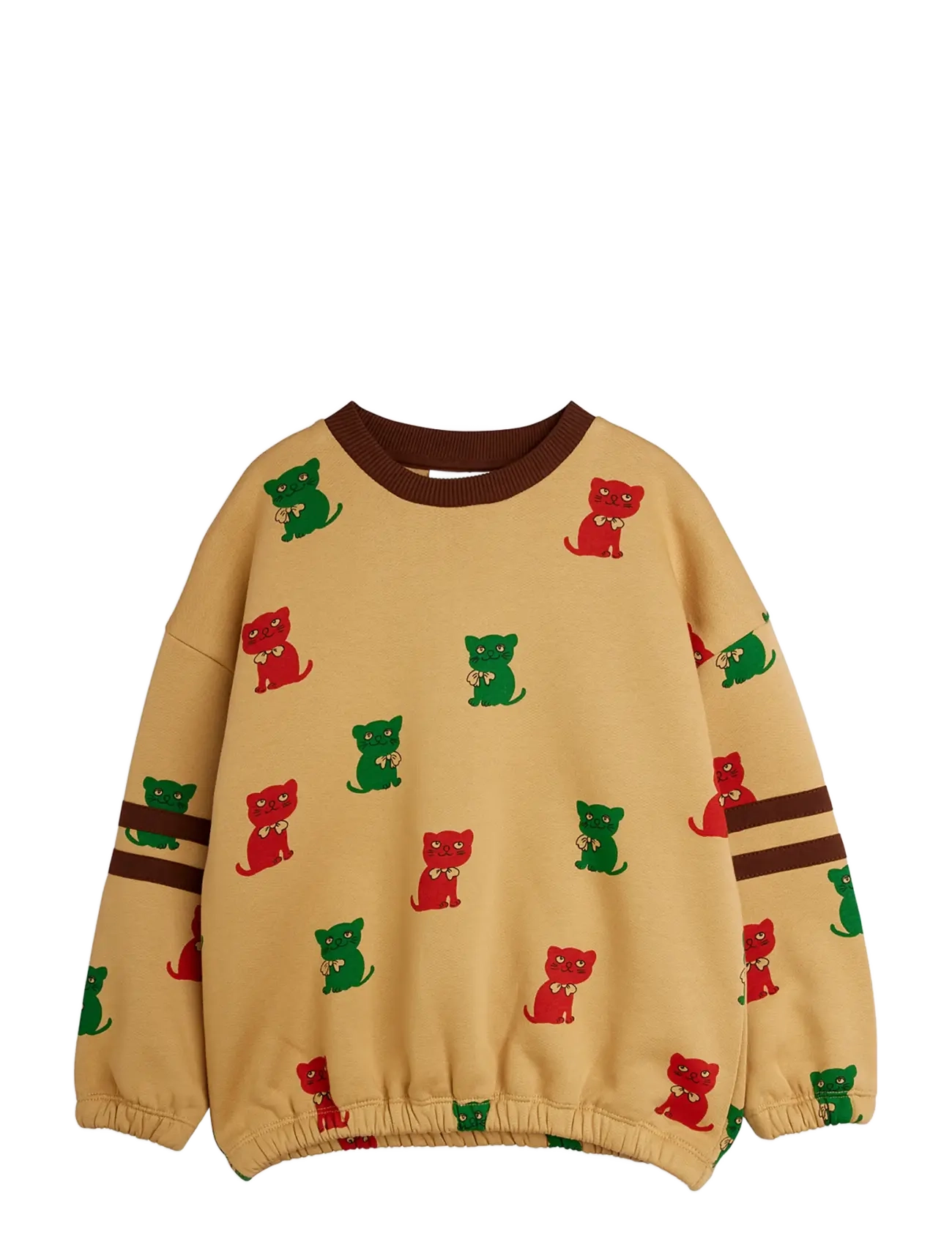 Mini Rodini Kittens aop stripes sweatshirt - New Arrivals - BEIGE / beige