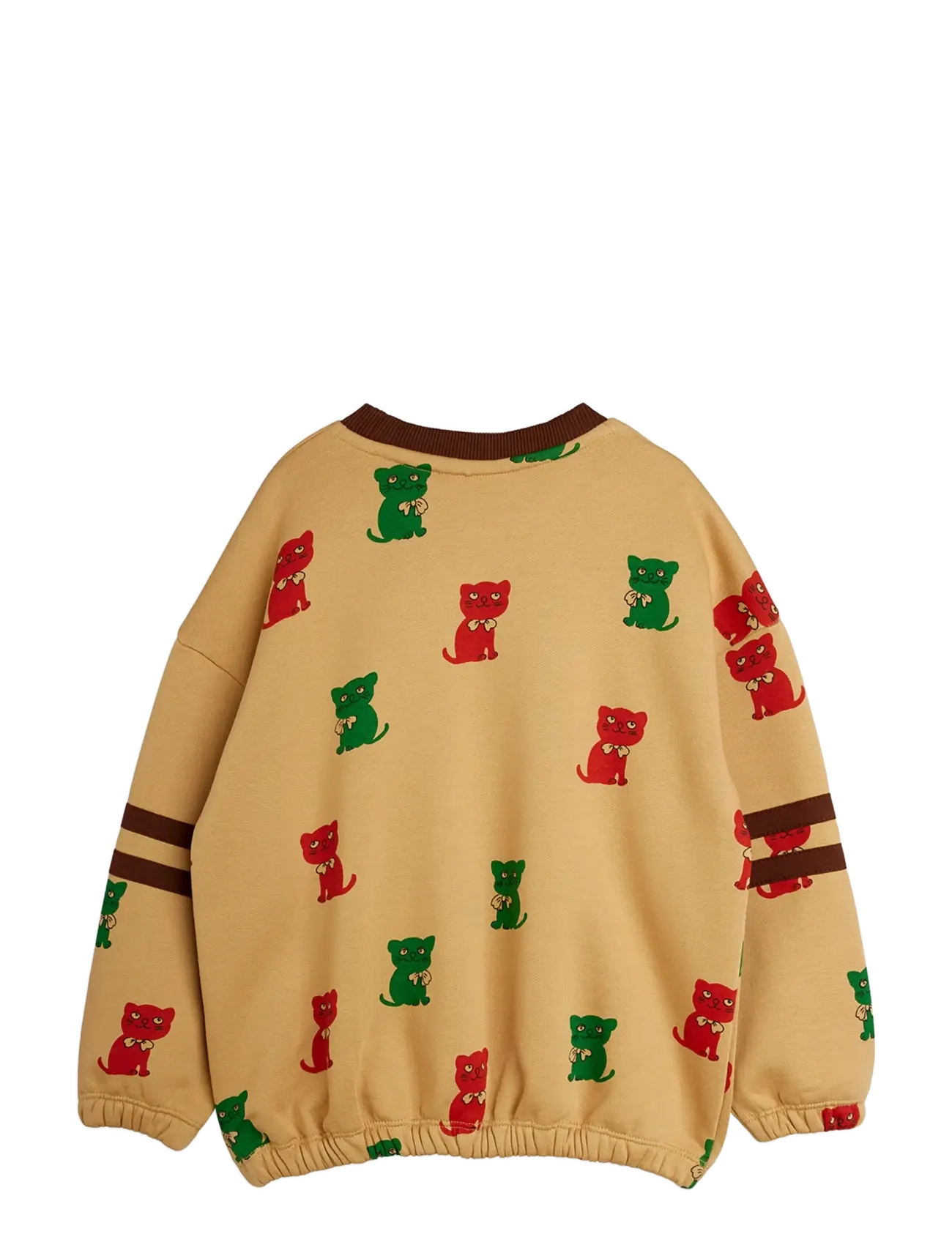 Mini Rodini - Kittens aop stripes sweatshirt - beige - 1