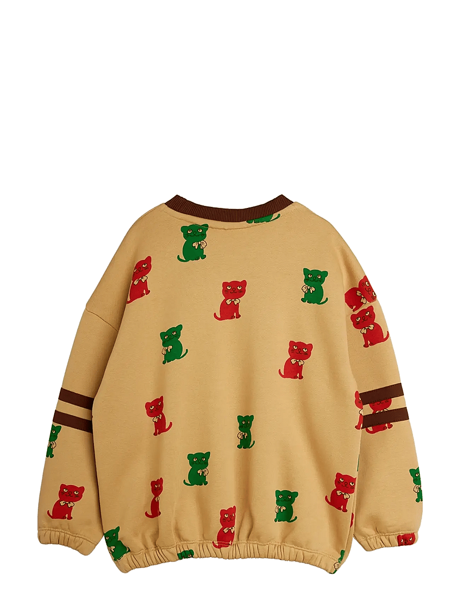 Mini Rodini - Kittens aop stripes sweatshirt - dressipluusid - beige - 1
