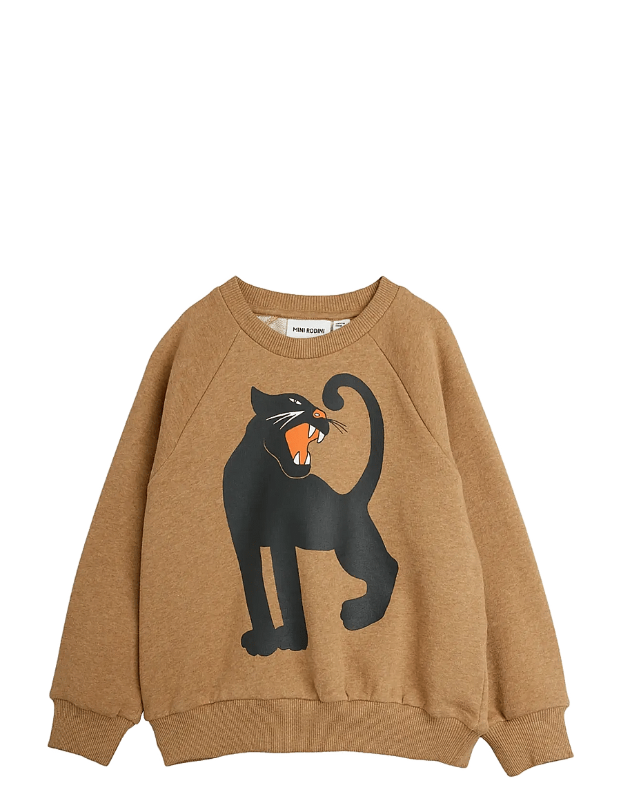Mini Rodini - Panther sp melange sweatshirt - sweatshirts - brown - 0