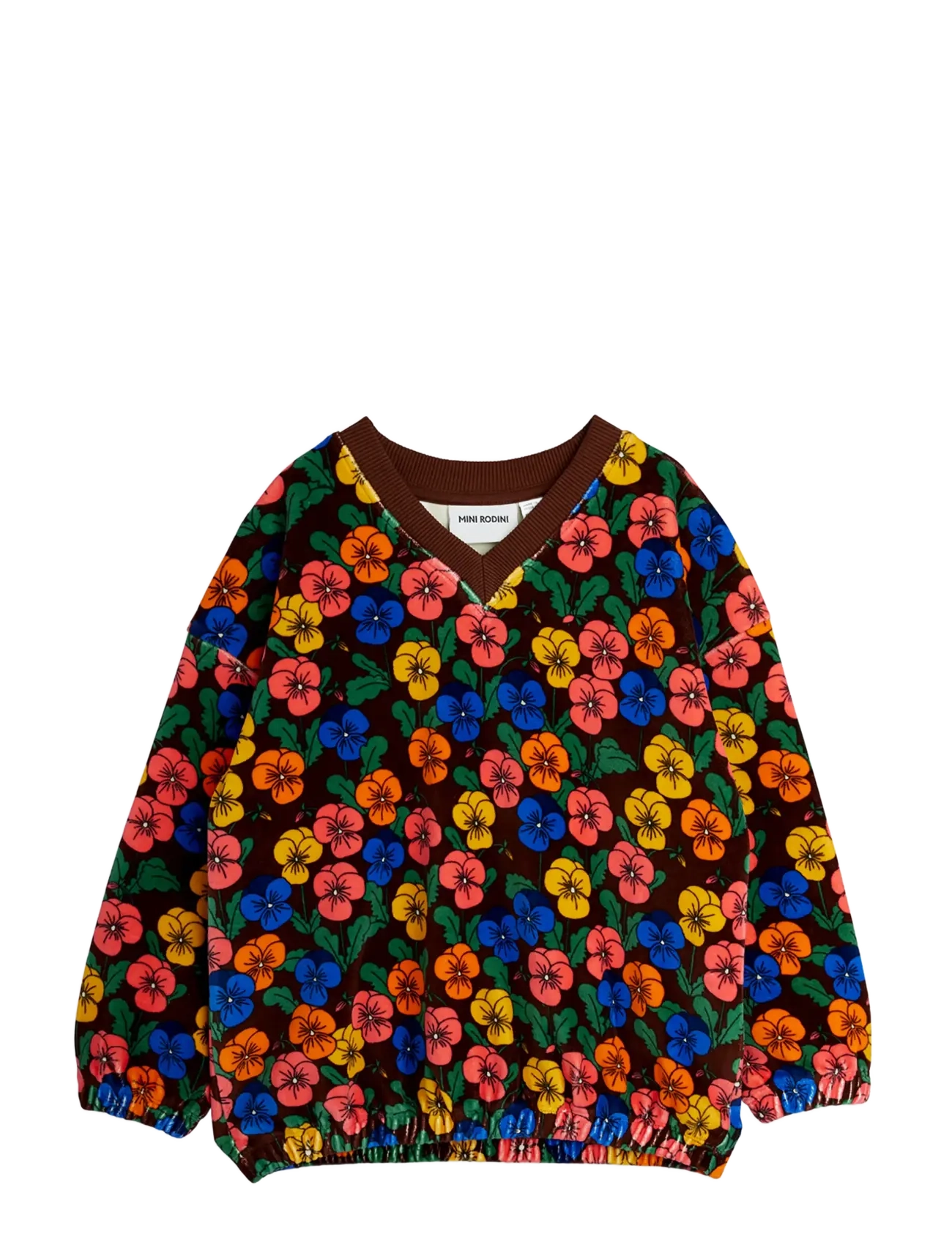 Mini Rodini Violas aop velour sweatshirt - New Arrivals - MULTI / brown