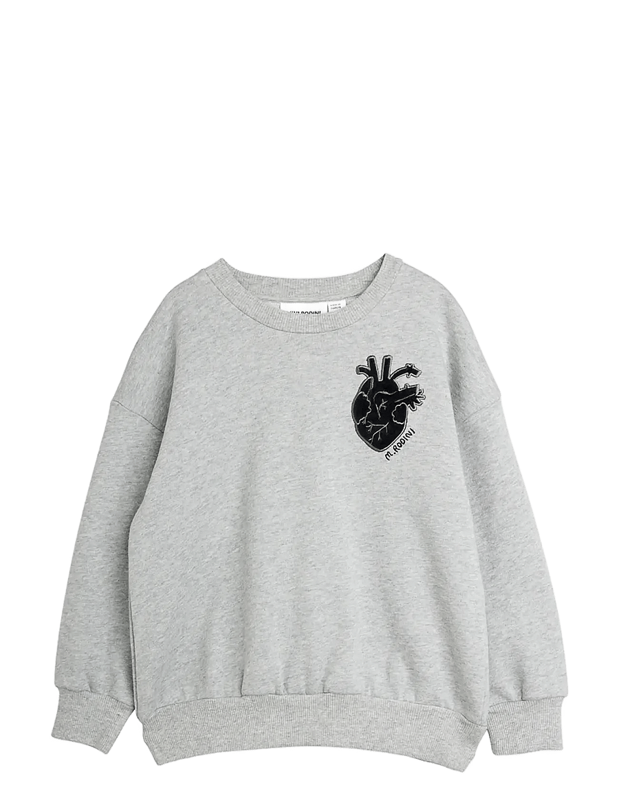 Mini Rodini - Heart application sweatshirt - džemprid - grey melange - 0