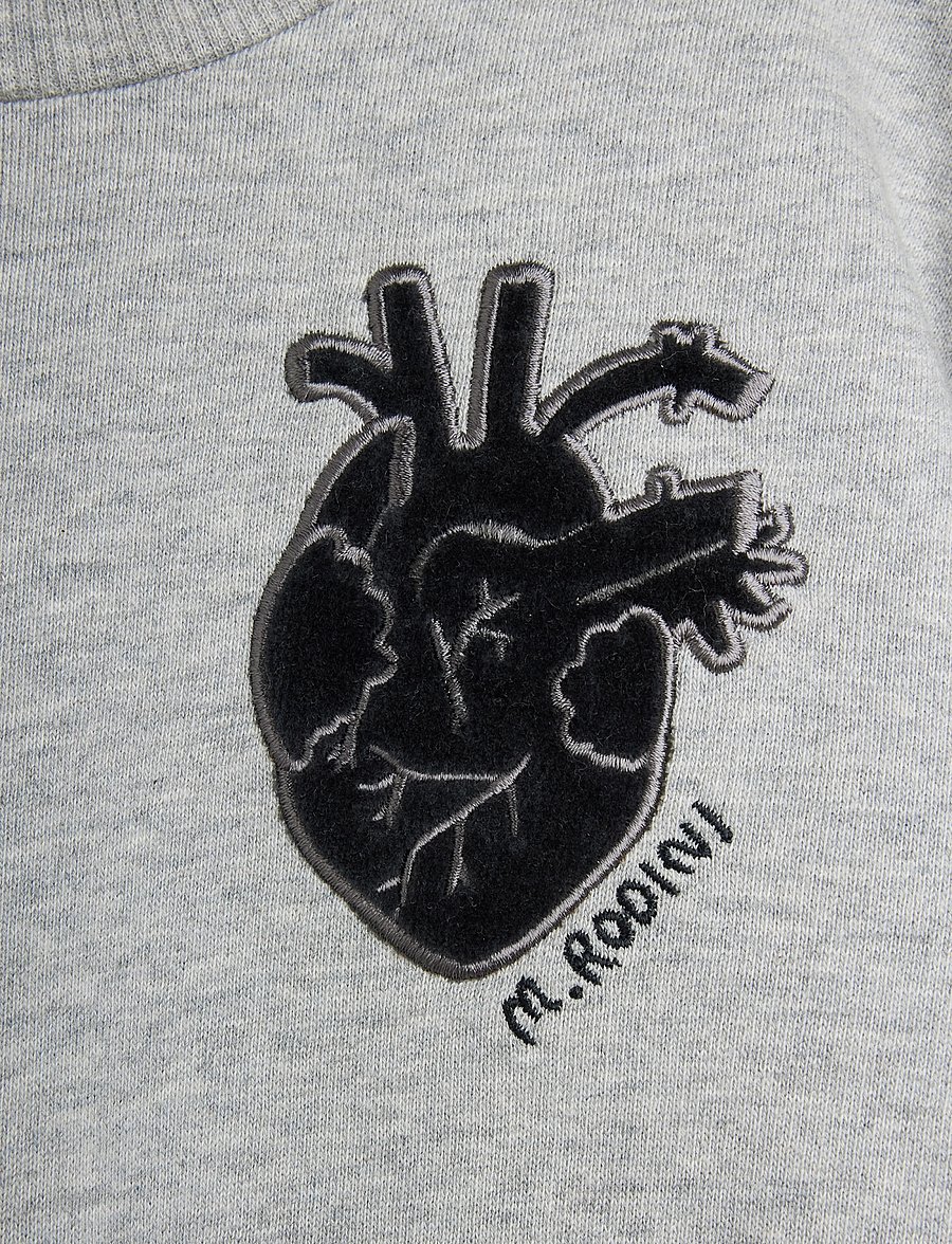 Mini Rodini - Heart application sweatshirt - džemprid - grey melange - 2