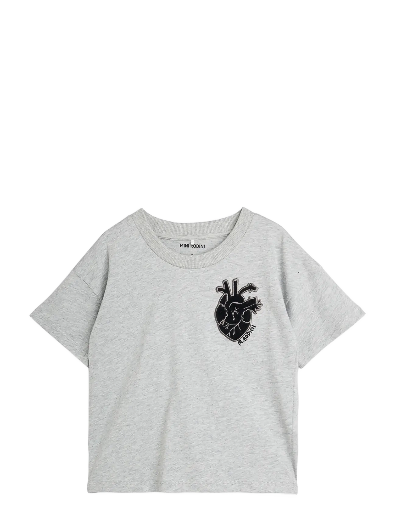 Mini Rodini Heart application ss tee - New Arrivals - GREY MELANGE / grey