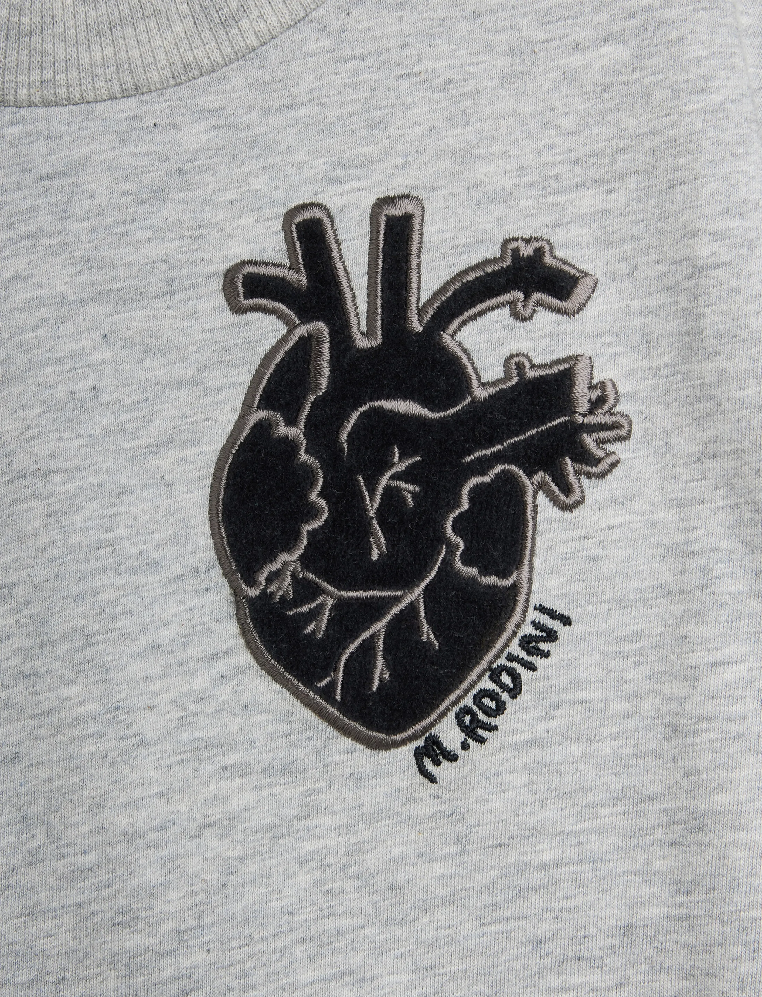 Mini Rodini - Heart application ss tee - grey melange - 2