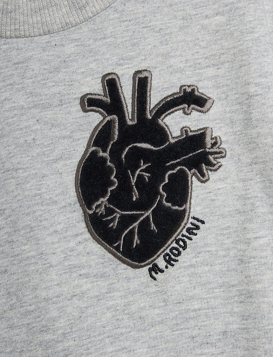 Mini Rodini - Heart application ss tee - kortærmede t-shirts - grey melange - 2