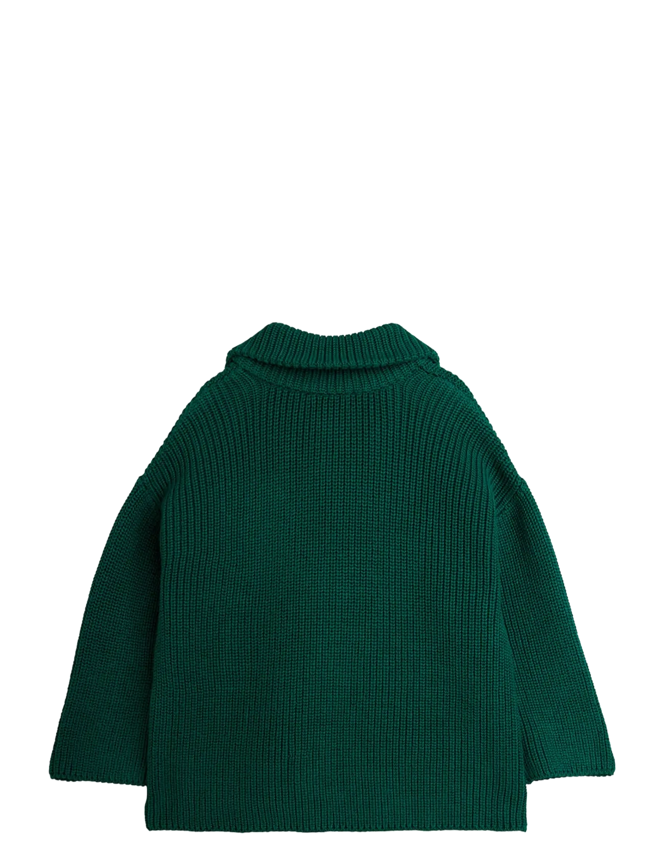 Mini Rodini - Panda patch chunky knit half zip sweater - green - 1