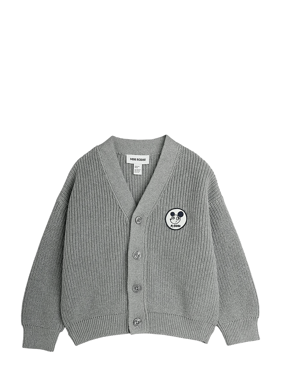 Mini Rodini - Ritzratz patch knitted cardigan - cardigans - grey melange - 0