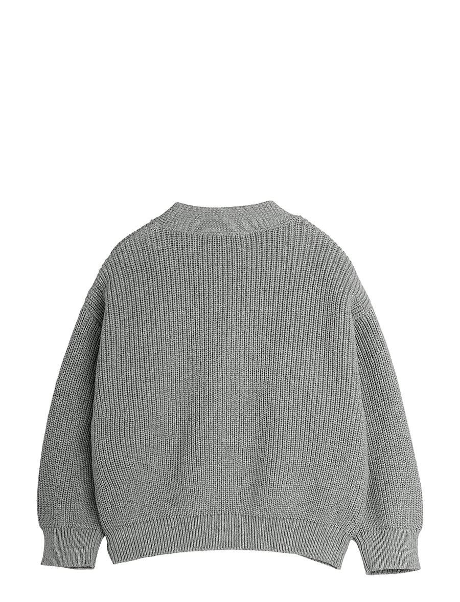 Mini Rodini - Ritzratz patch knitted cardigan - cardigans - grey melange - 1