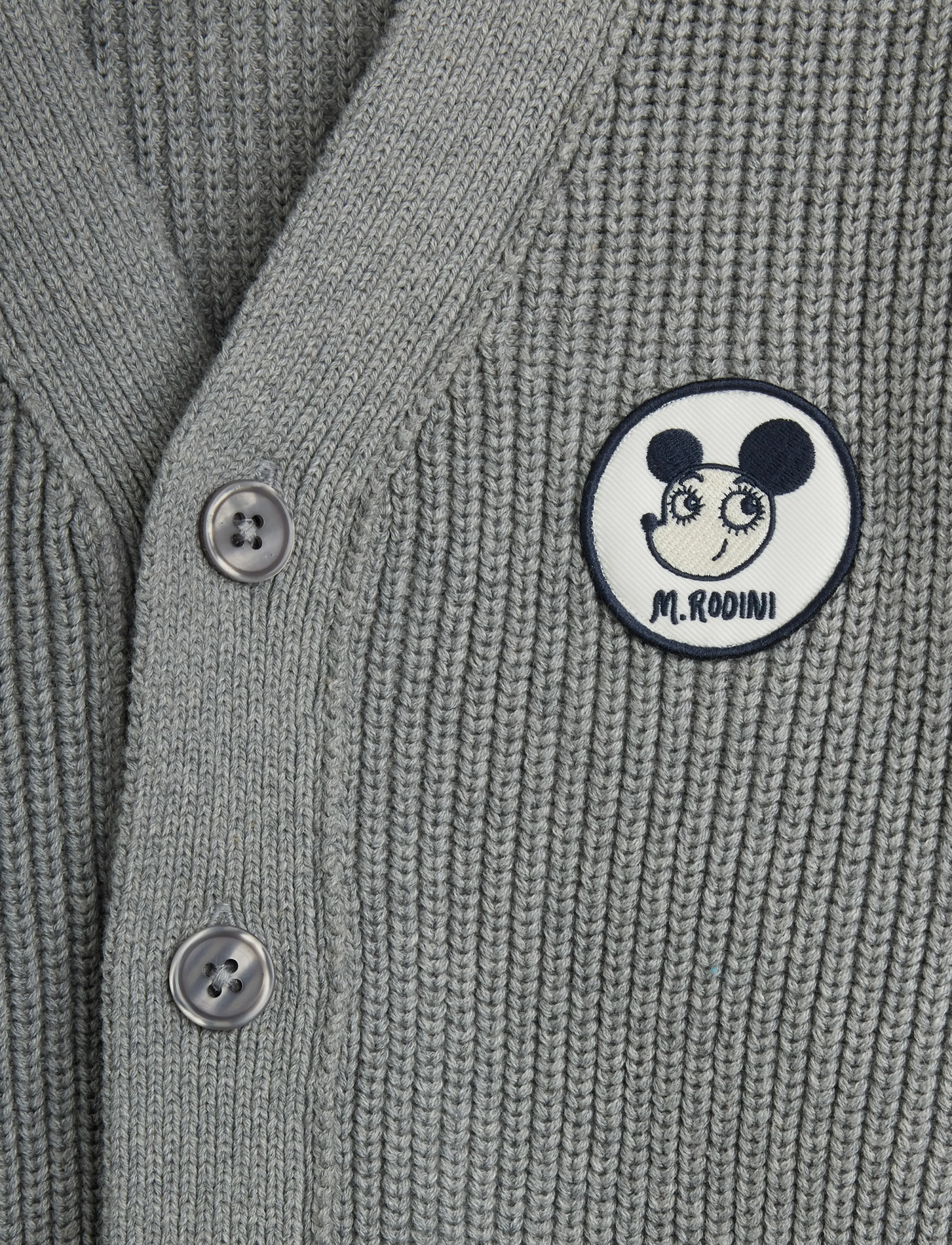 Mini Rodini - Ritzratz patch knitted cardigan - cardigans - grey melange - 2