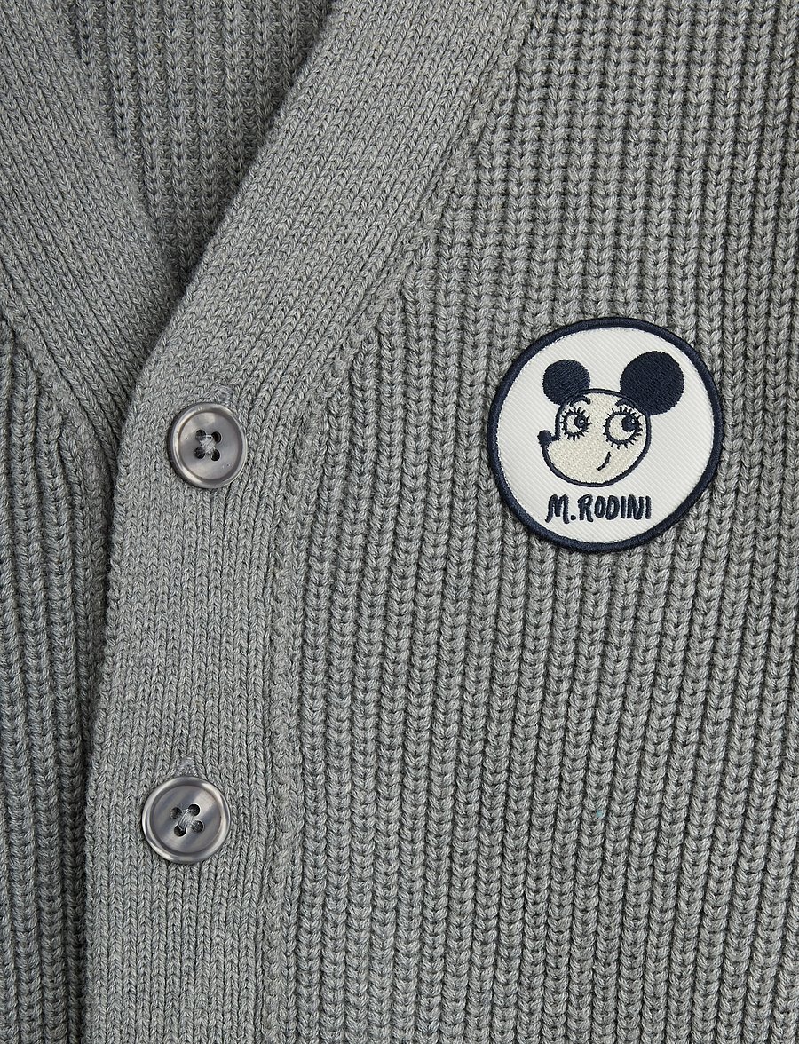 Mini Rodini - Ritzratz patch knitted cardigan - cardigans - grey melange - 2