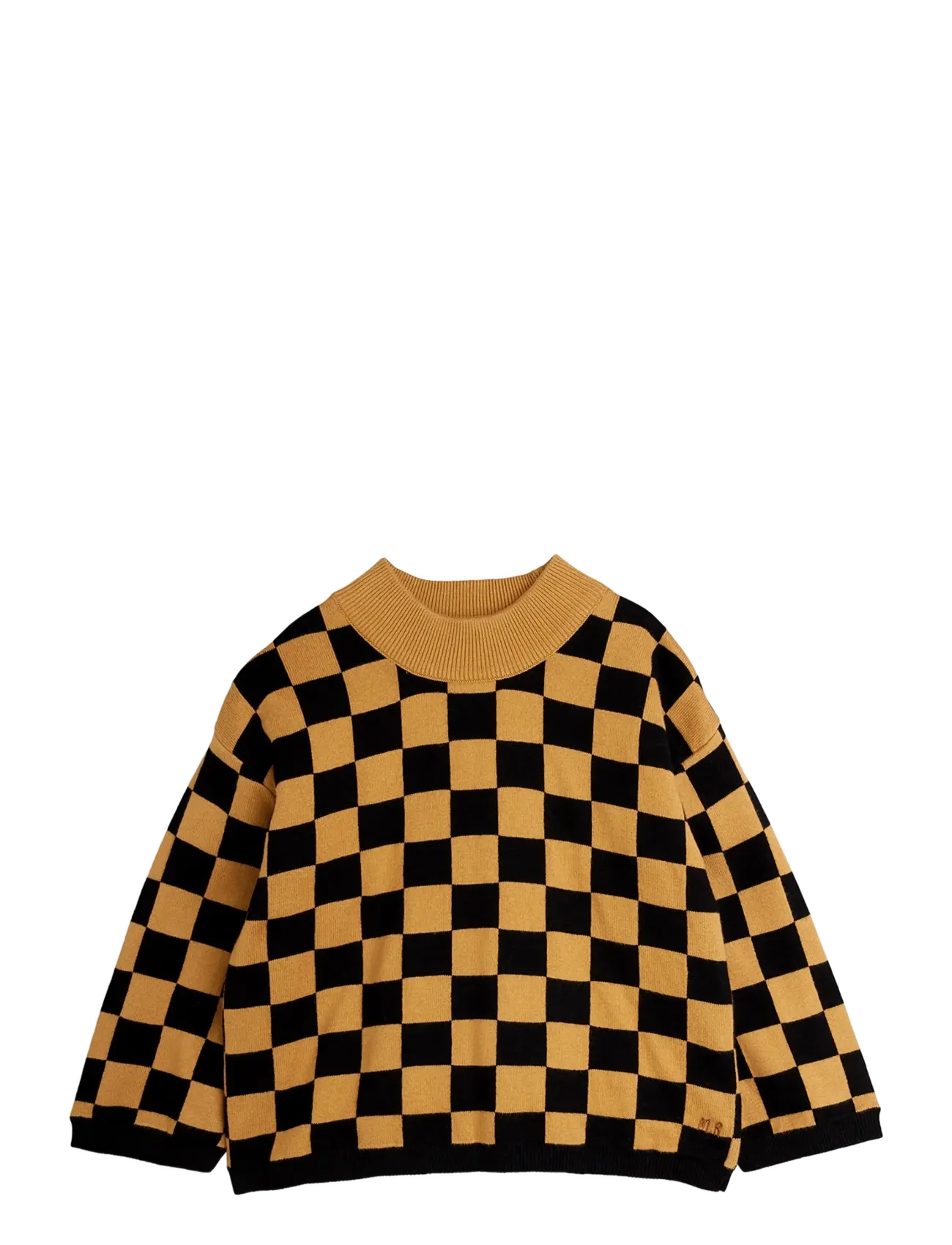 Mini Rodini Chess Check Knitted Sweater, 92/98, Brown, Strik > Pullovere, Børn