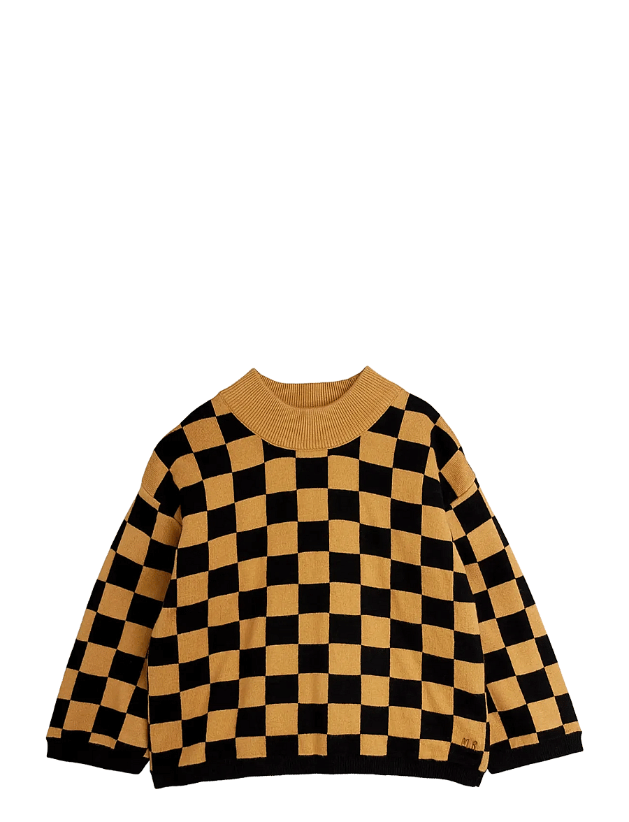 Mini Rodini - Chess check knitted sweater - pullover - brown - 0
