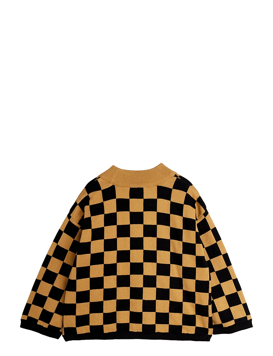 Mini Rodini - Chess check knitted sweater - pullover - brown - 1