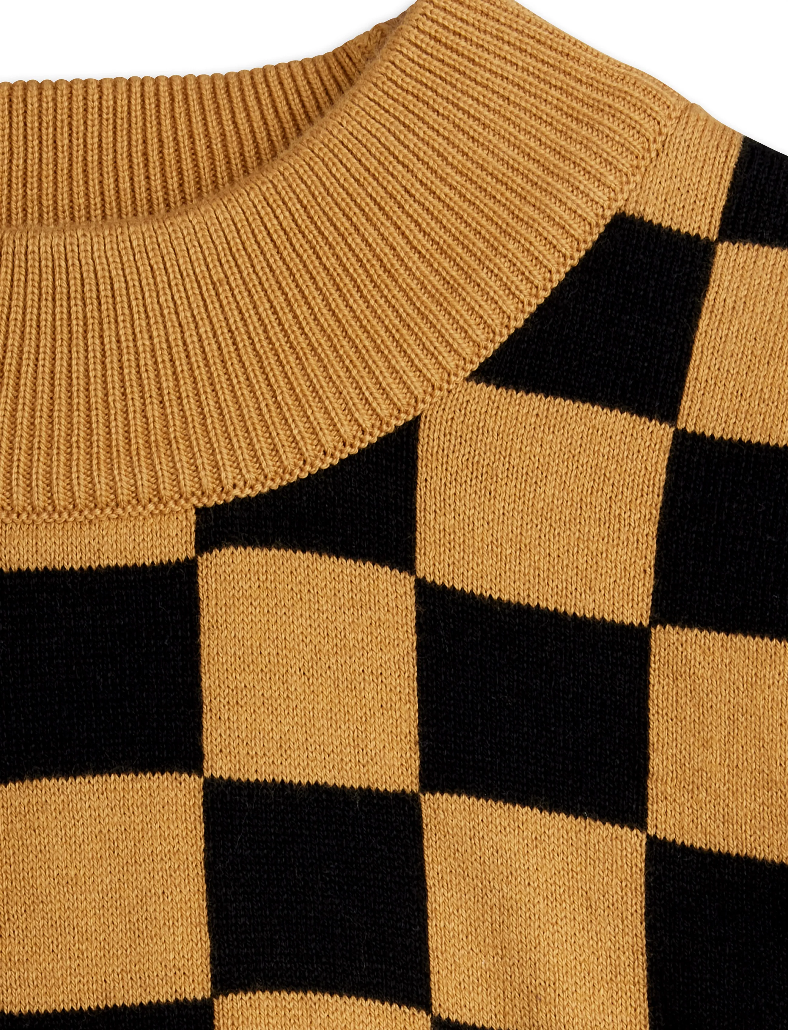 Mini Rodini - Chess check knitted sweater - trøjer - brown - 2