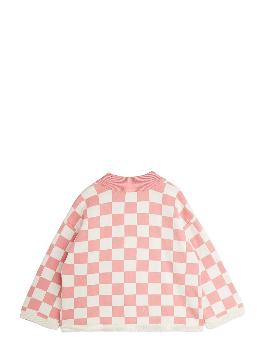 Mini Rodini - Chess check knitted sweater - pullover - pink - 1