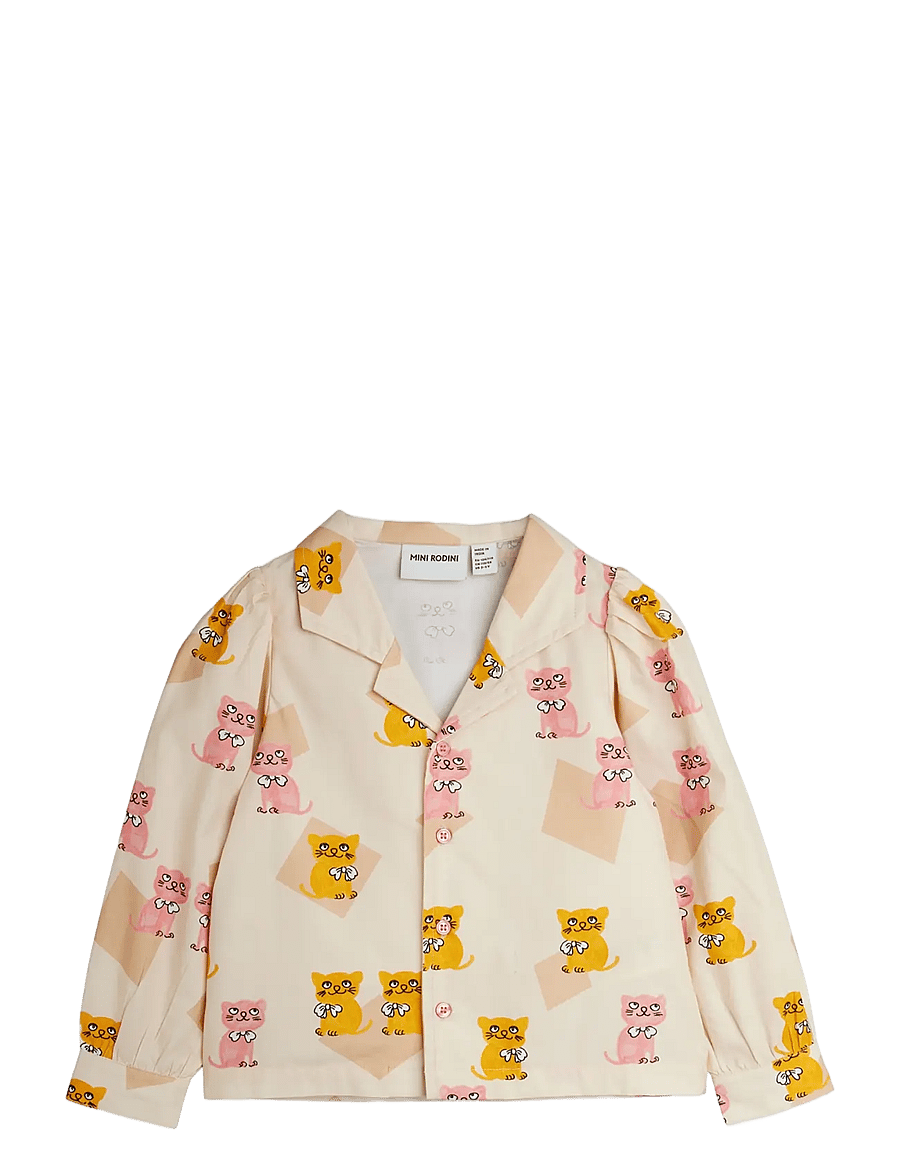 Mini Rodini - Kittens aop woven blouse - langärmlige hemden - multi - 0
