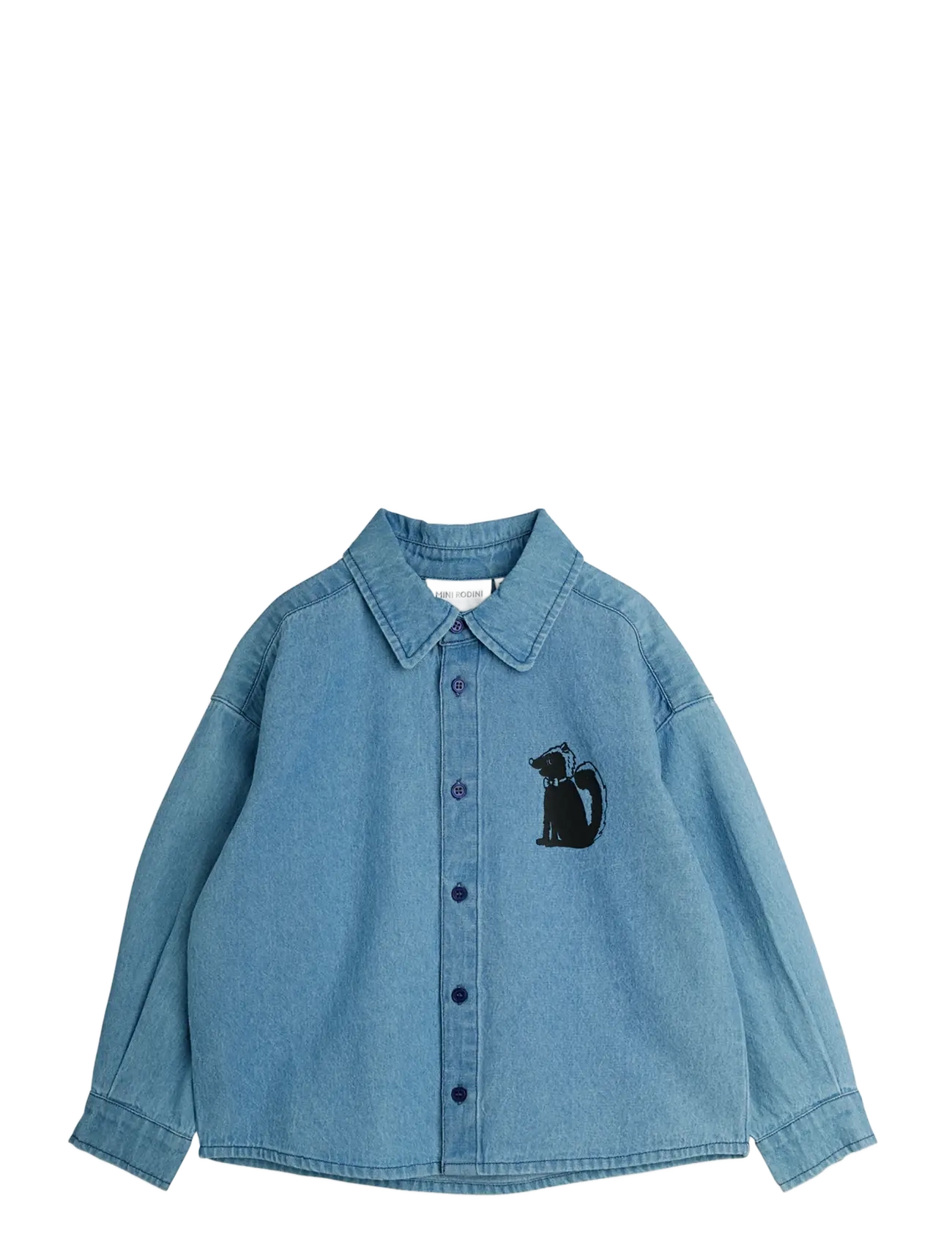 Mini Rodini LW denim skunk sp ls shirt - Överdelar - BLUE / blue