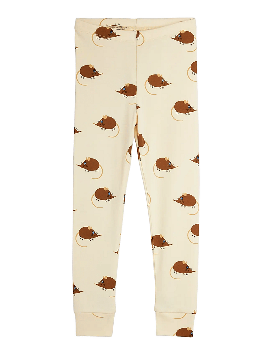 Mini Rodini - Elephant shrew aop leggings - leggings - beige - 0
