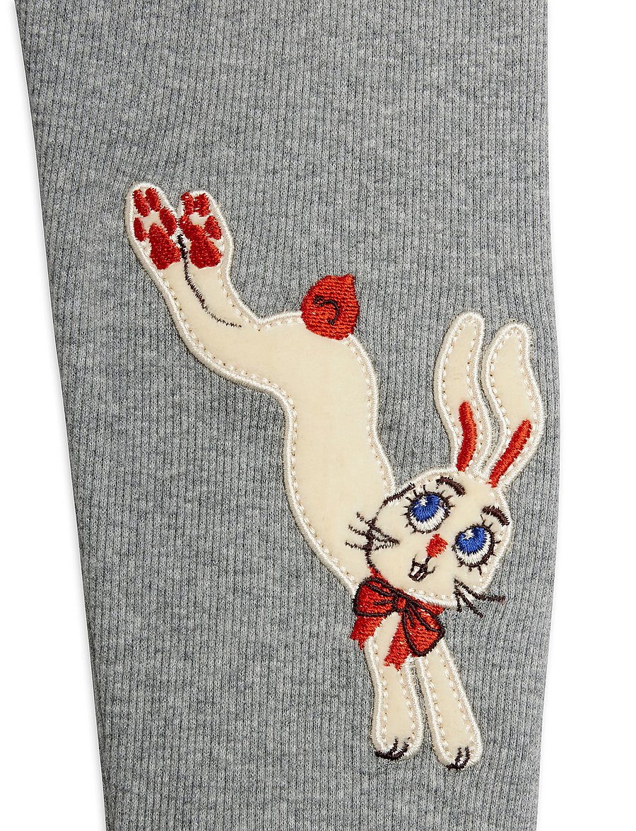 Mini Rodini - Rabbit application leggings - retuusid - grey melange - 2