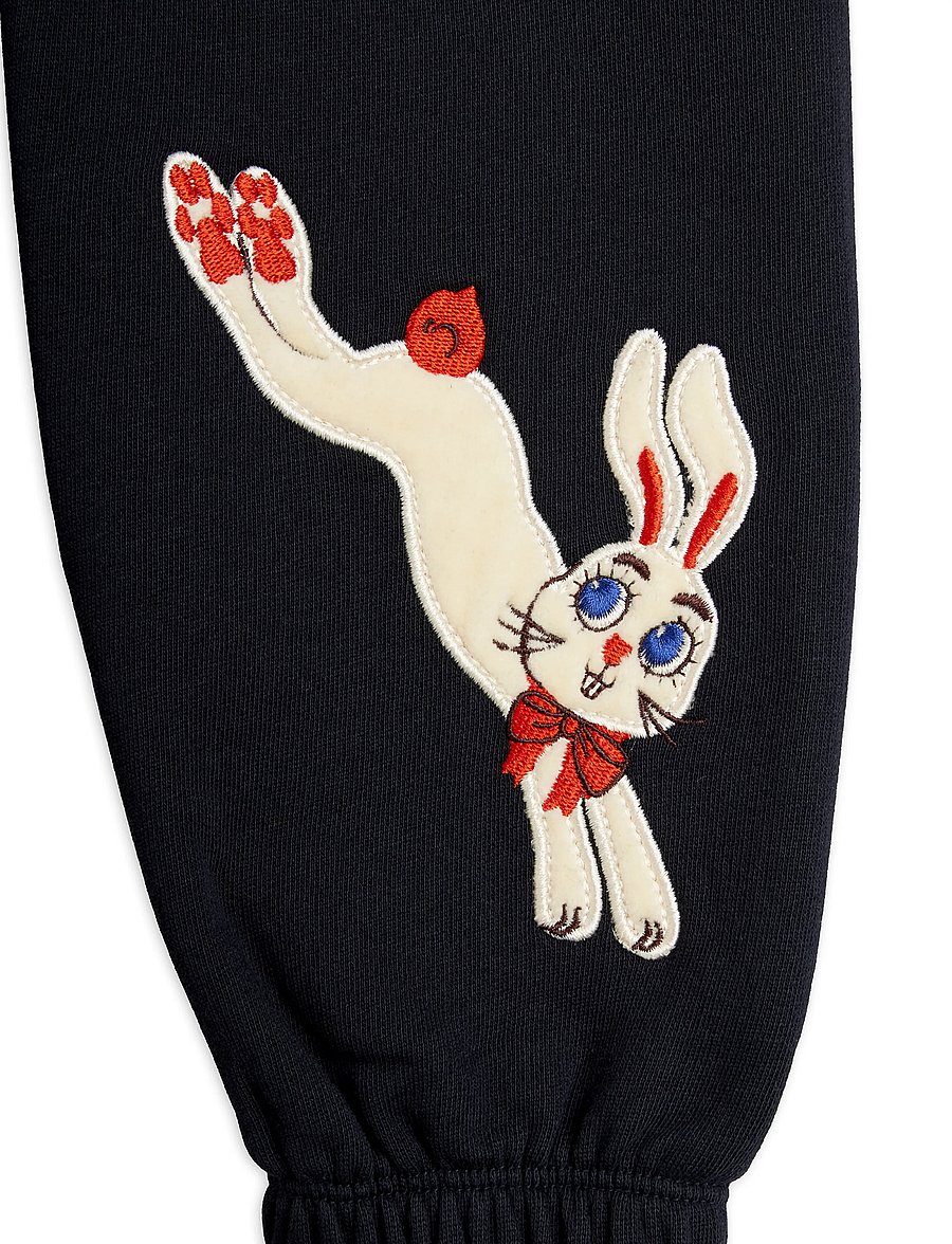 Mini Rodini - Rabbit application sweatpants - dressipüksid - black - 2