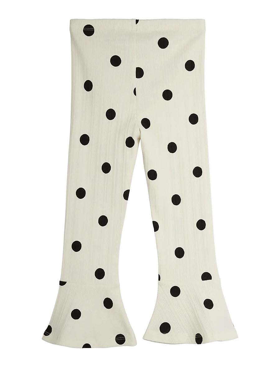 Mini Rodini - Dots aop dog flared trousers - babybyxor - off-white - 1