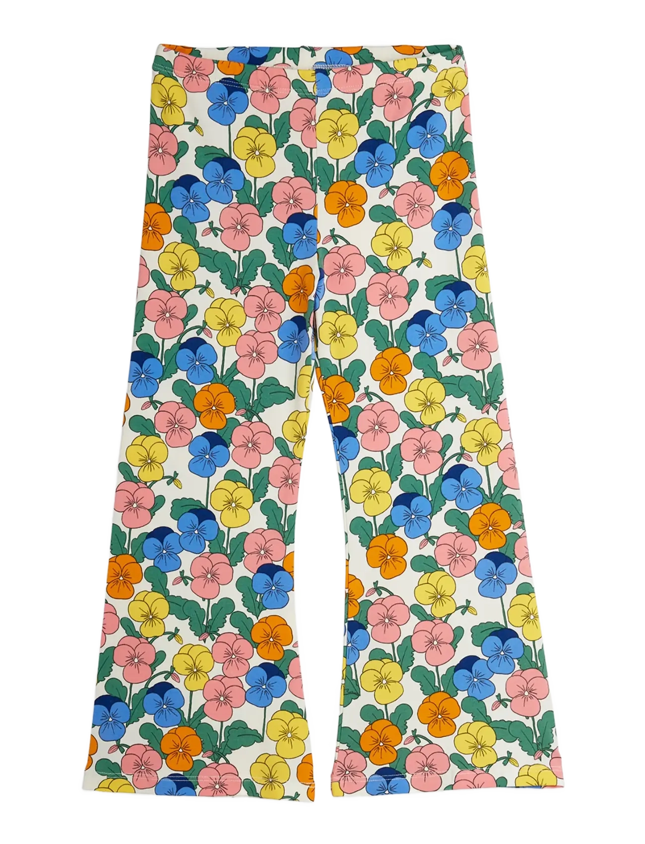 Mini Rodini Violas Aop Flared Trousers, Børn, Viol Print Flared Bukser, Multi/mønstret, Str: 68/74