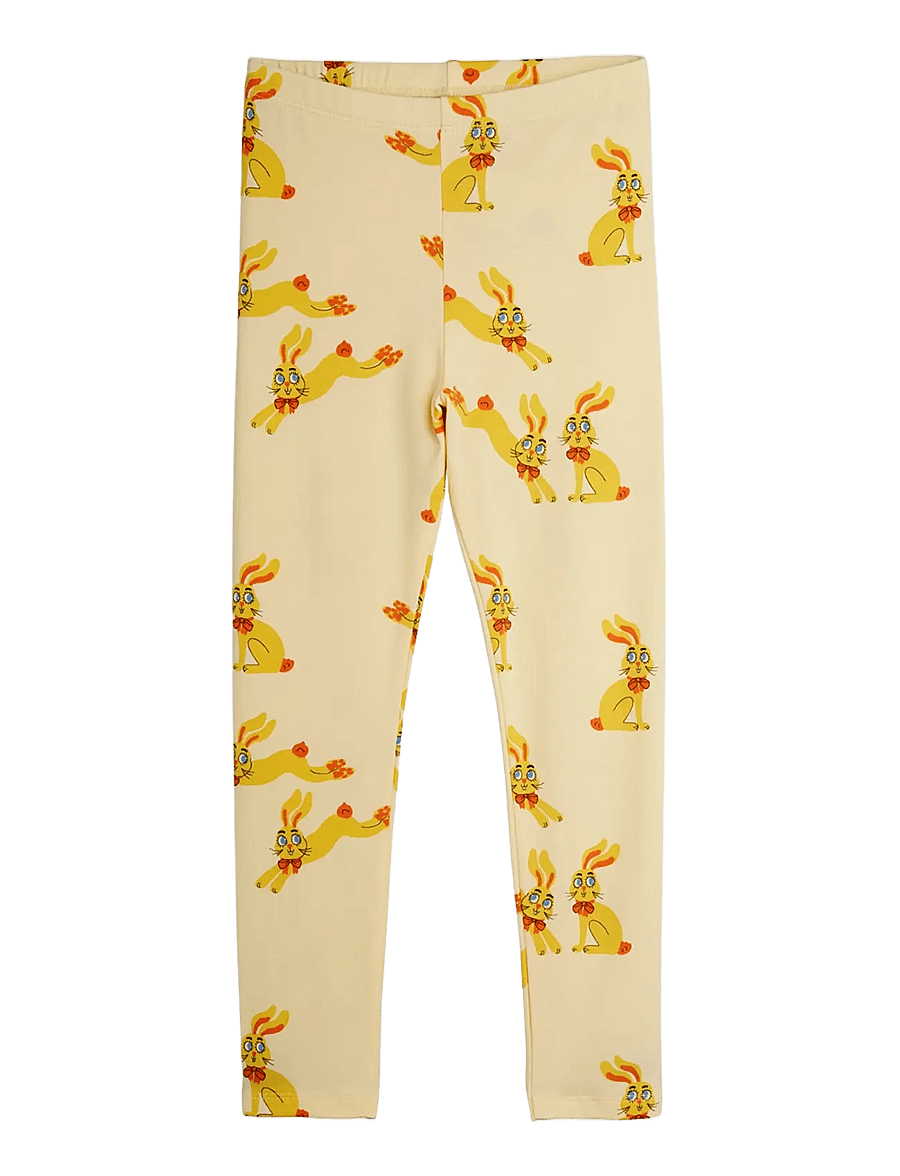 Mini Rodini - Rabbits aop leggings - retuusid - yellow - 0