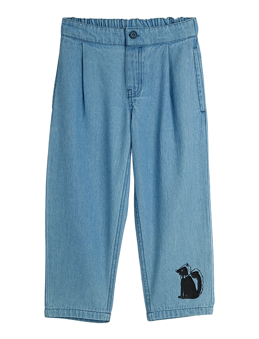 Mini Rodini - LW denim skunk sp woven trousers - loose jeans - blue - 0