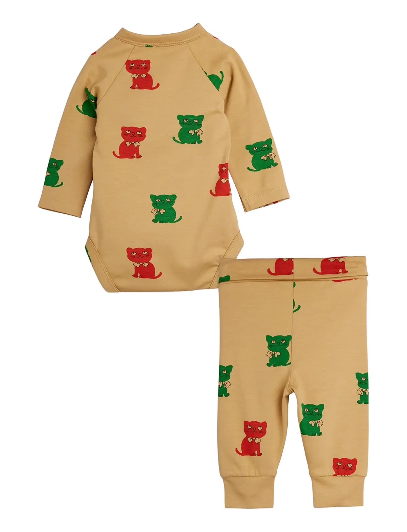 Mini Rodini - Kittens aop nb baby set - beige - 1