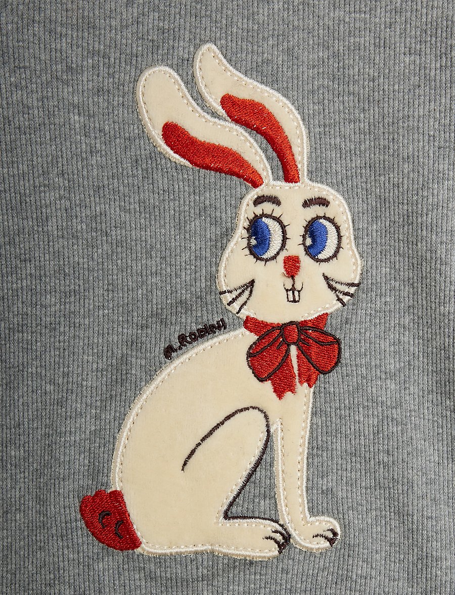 Mini Rodini - Rabbit application ls body - pikkade varrukatega bodid - grey melange - 2